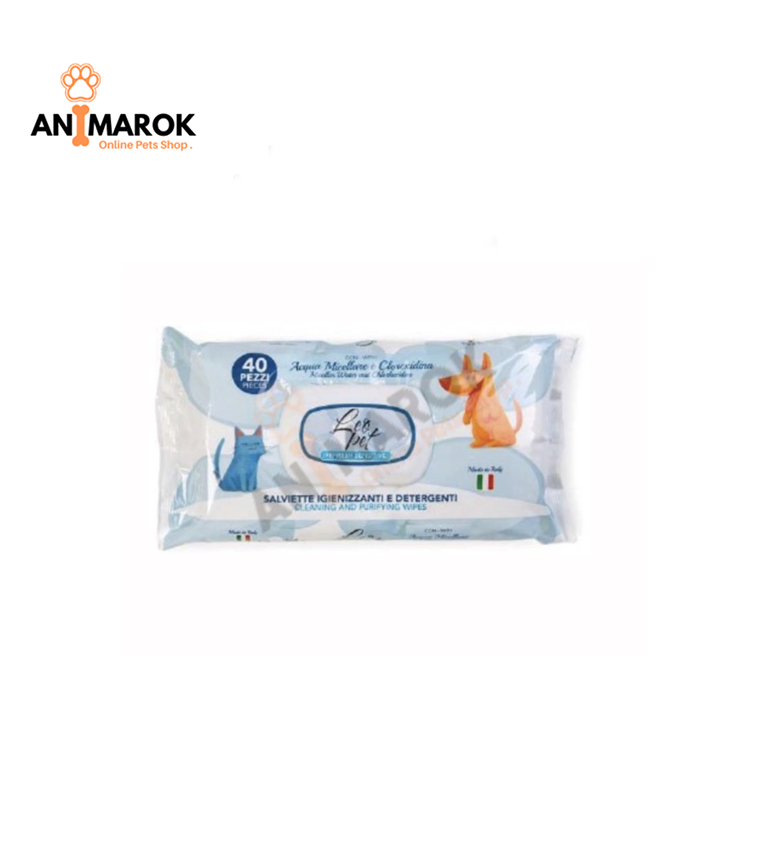 Leopet Lingettes Hygiéniques et Nettoyantes à l’Eau Micellaire & Chlorhexidine