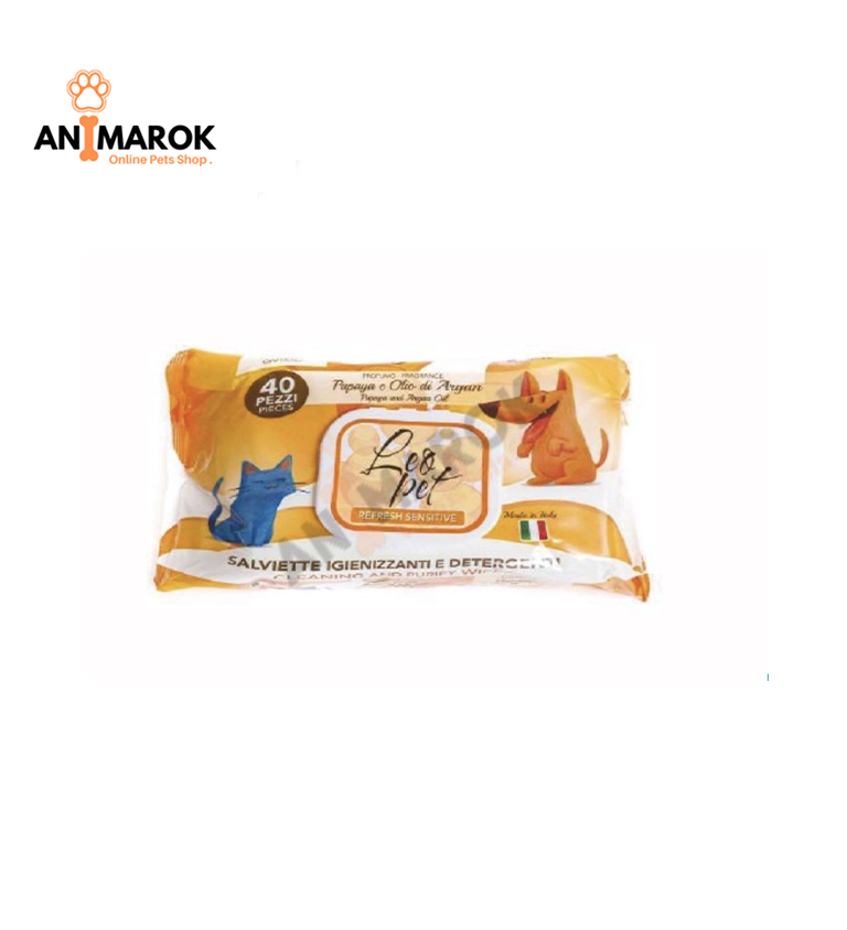 Leopet Lingettes Hygiéniques et Nettoyantes à la Papaye & à l’Huile d’Argan