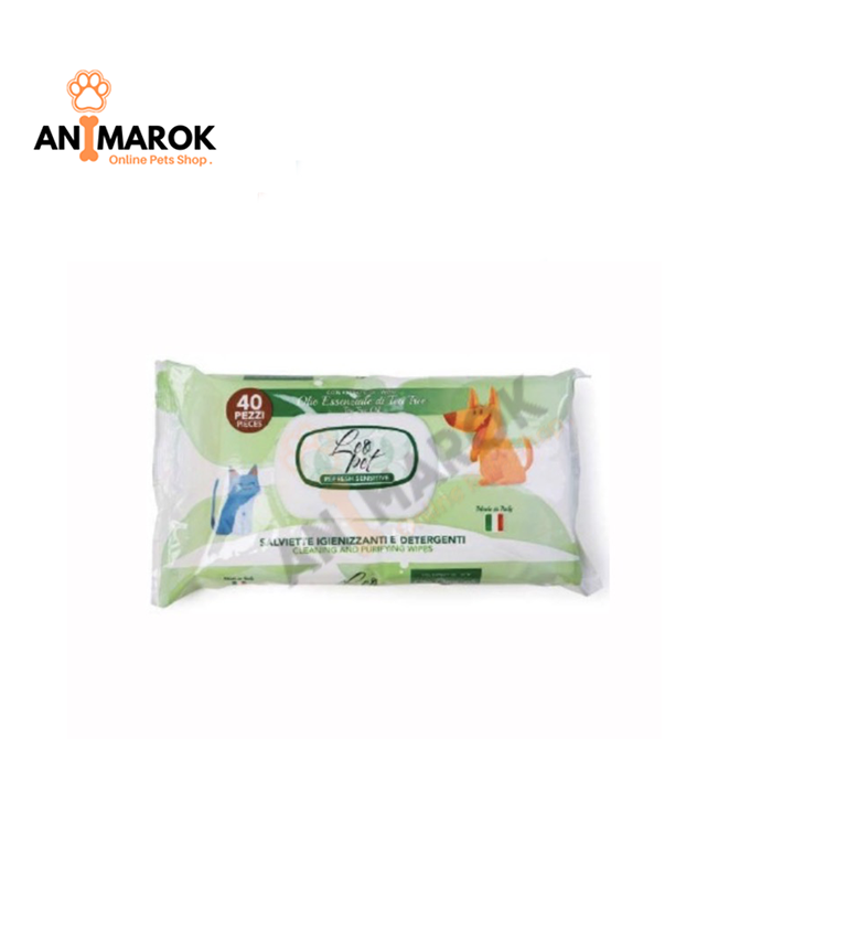 Leopet Lingettes Hygiéniques et Nettoyantes à l'Huile Essentielle de Tea Tree