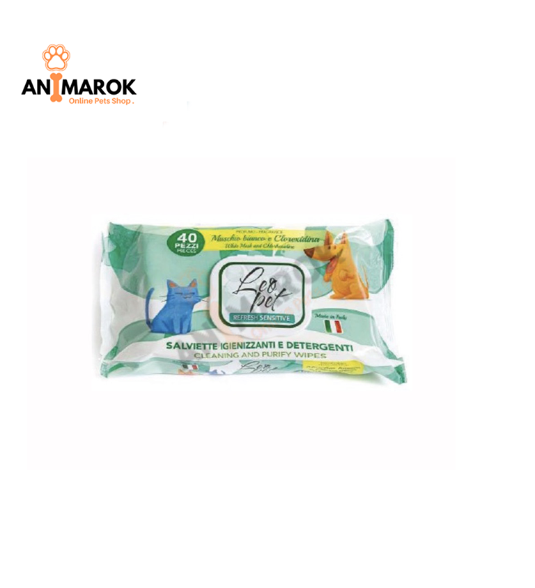 Leopet Lingettes Hygiéniques et Nettoyantes au Musc Blanc & Chlorhexidine