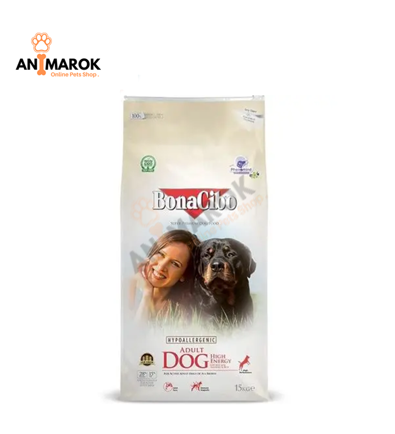 Bonacibo Croquettes Low Grain et Hypoallergéniques pour Chien adulte high energy  (chicken and rice)