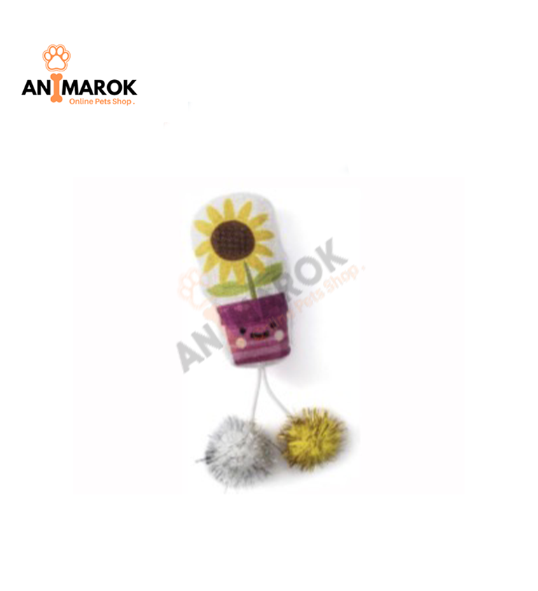 Leopet jouet tournesol mexicain en tissu avec herbe a chat et pom-pom