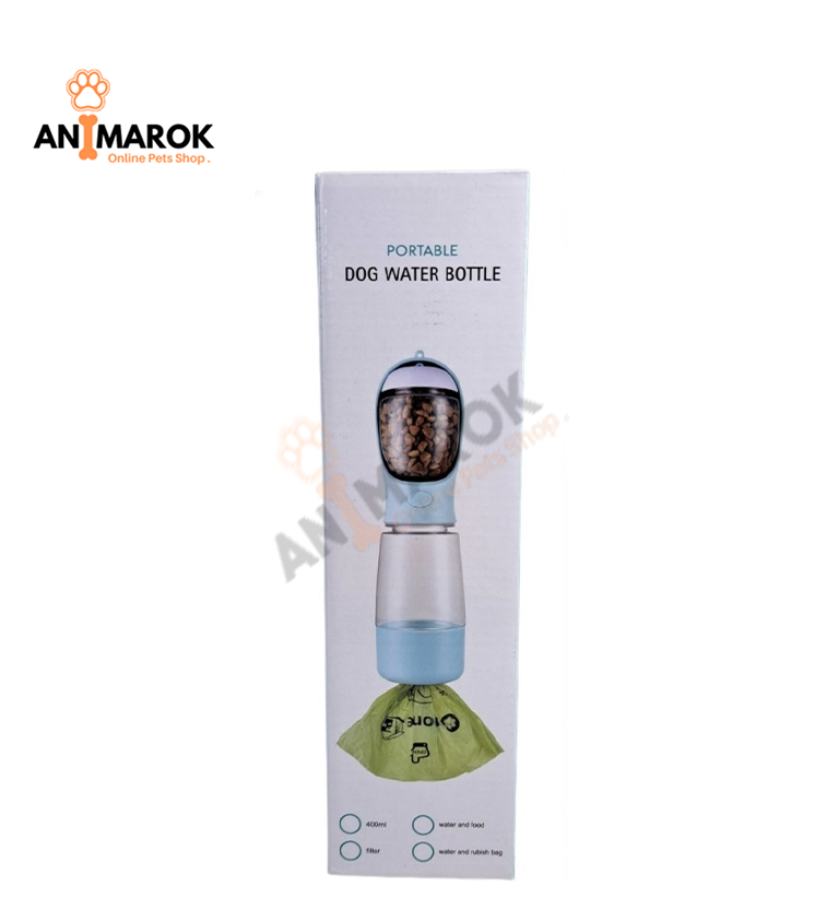 Bouteille portable pour chien-Eau et croquettes et Sac a poubelle